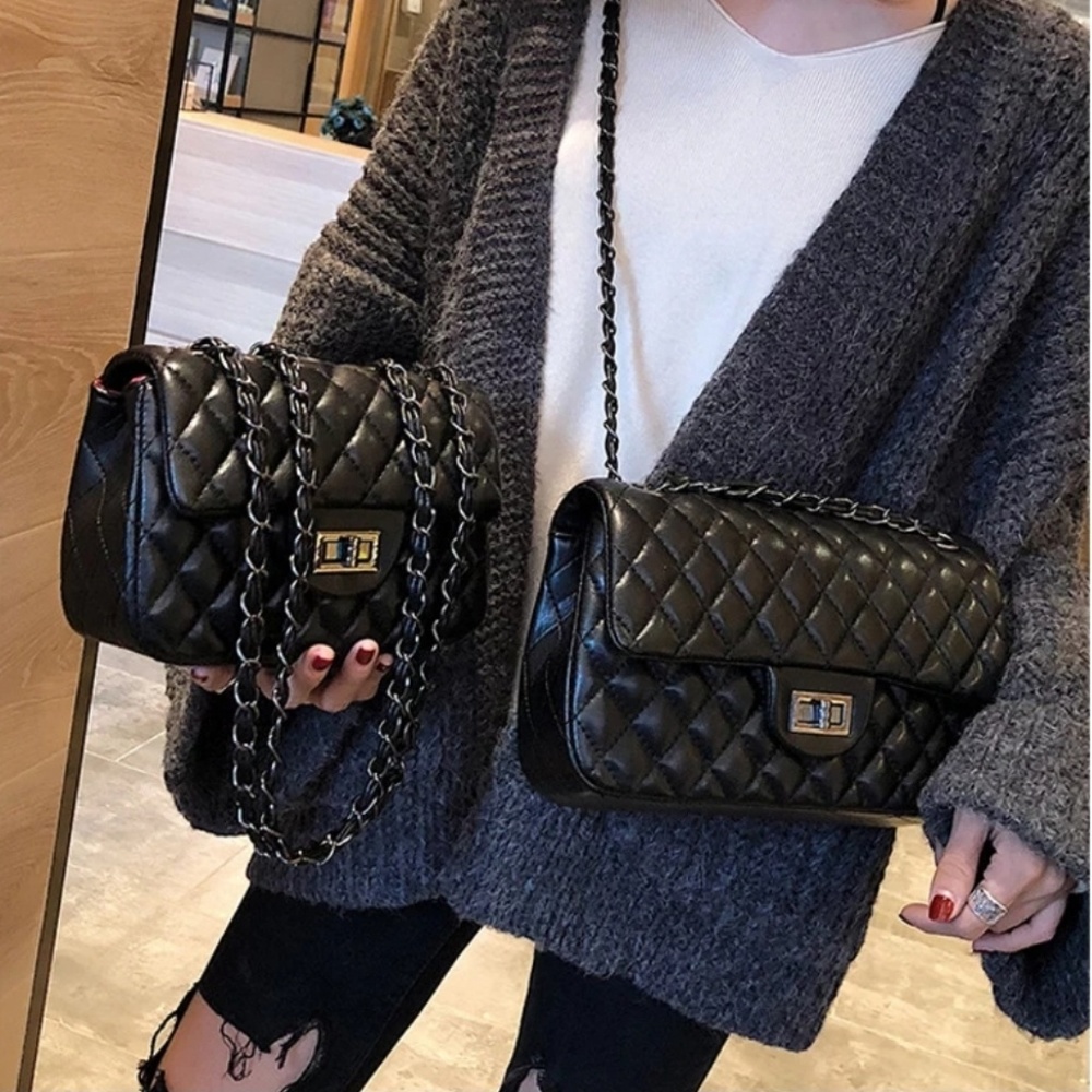 Sale! Blue Quilted Crossbody Bag Women - Picture 7 of 8